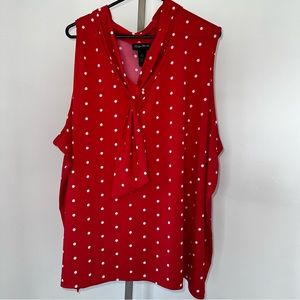Maggie Barnes Sleeveless Polka Dot Top.